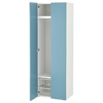 SMÅSTAD / PLATSA Wardrobe, white/blue, 60x42x181 cm