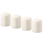 HEMSJÖ Unscented block candle, natural, 8 cm, 4 pack