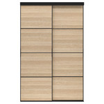 SKYTTA / MEHAMN Sliding door combination, black/double sided white stained oak effect, 152x240 cm