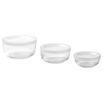 BESTÄMMA Food container with lid, set of 3, glass