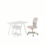 TROTTEN / FLINTAN Desk and storage combination, and swivel chair white/beige