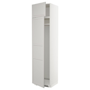 METOD Hi cab f fridge or freezer w 2 drs, white/Lerhyttan light grey, 60x60x240 cm