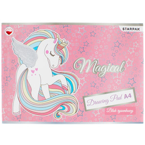 Drawing Pad Sketch Book A4 20 White Sheets 20pcs Magical Unicorn