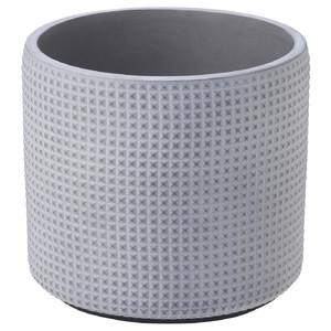 BÄCKDRÅG Plant pot, dotted surface/white grey, 15 cm