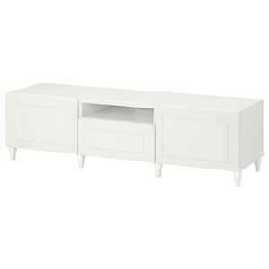BESTÅ TV bench, white, Smeviken/Kabbarp white, 180x42x48 cm