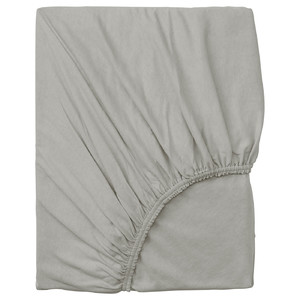 VÅRVIAL Fitted sheet, light grey, 120x200 cm