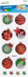 Christmas Stickers Christmas Baubles/Stars 12pcs