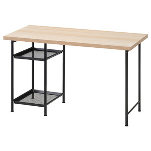 LAGKAPTEN/SPÄND Desk, white stained oak effect/black, 120x60 cm