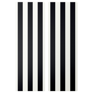 SMÅSTAD Door, black/white stripe, 30x90 cm