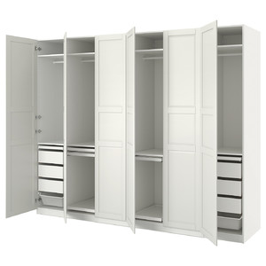 PAX / TYSSEDAL Wardrobe combination, white/white, 300x60x236 cm