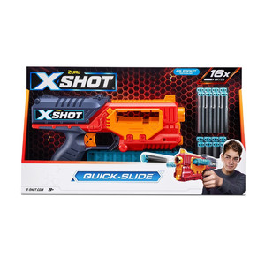 ZURU X-Shot Launcher Excel Quick Slide 16 Darts 8+