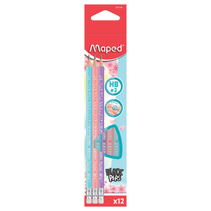 Maped Pencil with Eraser HB Black Peps 12pcs