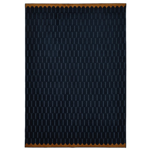 NÖVLING Rug, low pile, dark blue/yellow-brown, 200x300 cm