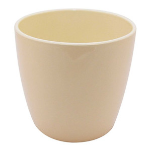 GoodHome Plant Pot Cover Emi, indoor, 26cm, vanilla