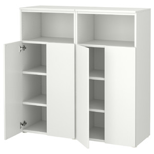 SMÅSTAD / PLATSA Storage combination, white/white with 2 shelves, 120x42x123 cm
