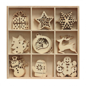 Christmas Decorative Accessories 45pcs, wood