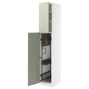 METOD High cabinet with cleaning interior, white/Stensund light green, 40x60x220 cm