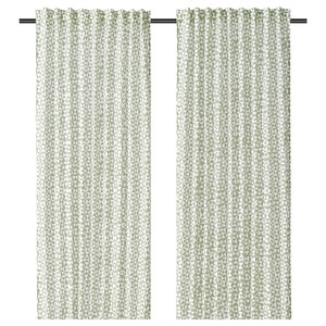 HÅRKÖRVEL Curtains, 1 pair, green, 145x300 cm