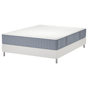 LYNGÖR Divan bed, Vågstranda firm/light blue white, Standard Super King