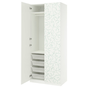 PAX / LINNABERG Wardrobe combination, white/patterned, 100x60x236 cm