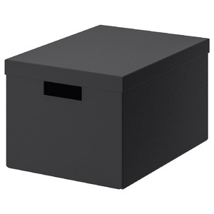 TJENA Storage box with lid, black, 25x35x20 cm