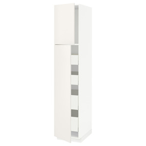 METOD / MAXIMERA Hi cab w 2 doors/4 drawers, white/Veddinge white, 40x60x200 cm