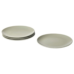 FÄRGKLAR Plate, matt green, 26 cm, 4 pack