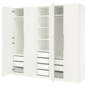 PAX / TONSTAD Wardrobe combination, white/off-white, 250x60x236 cm