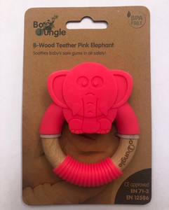 Bo Jungle B-Wood Teether Animals Elephant Pink