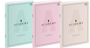 Notebook A4 60 Sheets Squared Academy Pastel 5-pack, assorted colours