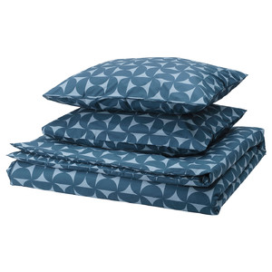 ÄNGSNEJLIKA Duvet cover and 2 pillowcases, dark blue/light blue, 200x200/50x60 cm