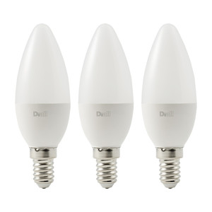 Diall LED Bulb C35 E14 5W 470lm, frosted, warm white, 3 pack