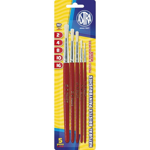 Astra School Paintbrushes Natural Bristle 2/4/8/10/16