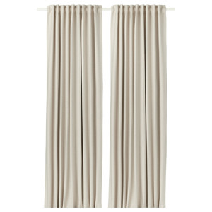 VILBORG Curtains, 1 pair, beige, 145x300 cm
