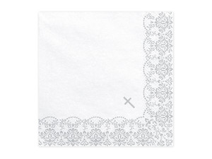 Paper Napkin IHS Holy Communion 33x33cm 20pcs, silver