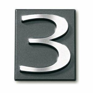 Self Adhesive House Digit "3" 4x4.7 cm, graphite