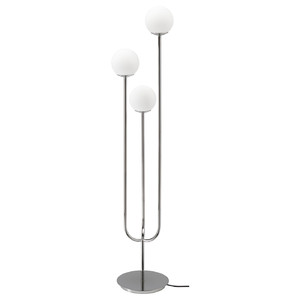 SIMRISHAMN Floor lamp, chrome-plated/opal white glass