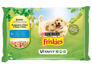 Friskies Dog Junior Chicken & Peas in Jelly Wet Food 4x100g