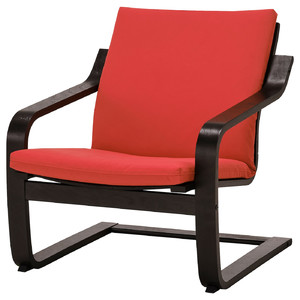 POÄNG Low-back armchair, black/Vissle red