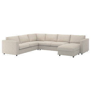 VIMLE Crnr sofa-bed, 5-seat w chaise lng, Gunnared beige