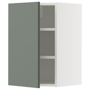 METOD Wall cabinet with shelves, white/Nickebo matt grey-green, 40x60 cm