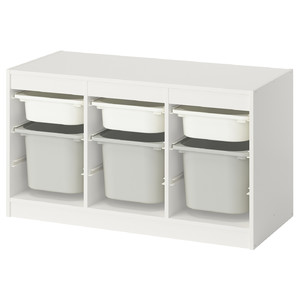 TROFAST Storage combination with boxes, white white/grey, 99x44x56 cm