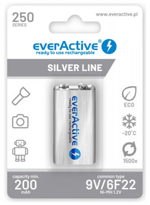 EverActive Rechargeable Battery Ni-MH 9V 6F22 250mAh Silver Line