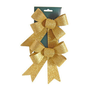 Christmas Decoration Bow 2pcs, gold