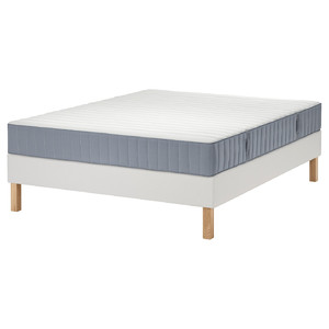 LYNGÖR Divan bed, Valevåg firm/light blue white, 160x200 cm