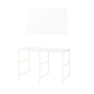 ENHET Storage combination for laundry, white, 139x63.5x85.5 cm