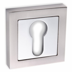 Door Escutcheon Kuchinox, square, satin/chrome