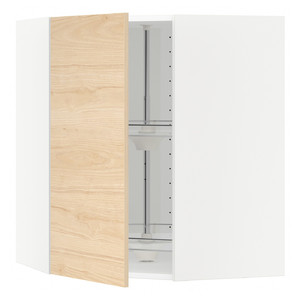 METOD Wall cabinet with carousel, white/Askersund light ash effect, 68x80 cm