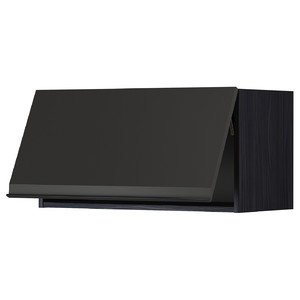 METOD Wall cabinet horizontal w push-open, black/Upplöv matt anthracite, 80x40 cm