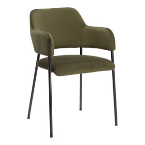 Dining Chair Lima, velvet, armrests, green